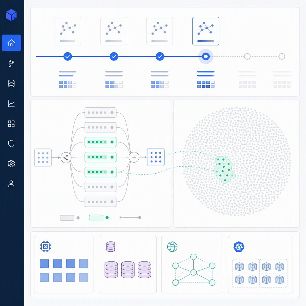 Diagram showing DeepSeek V4's mixture-of-experts architecture and a timeline of checkpoint updates under the same model name